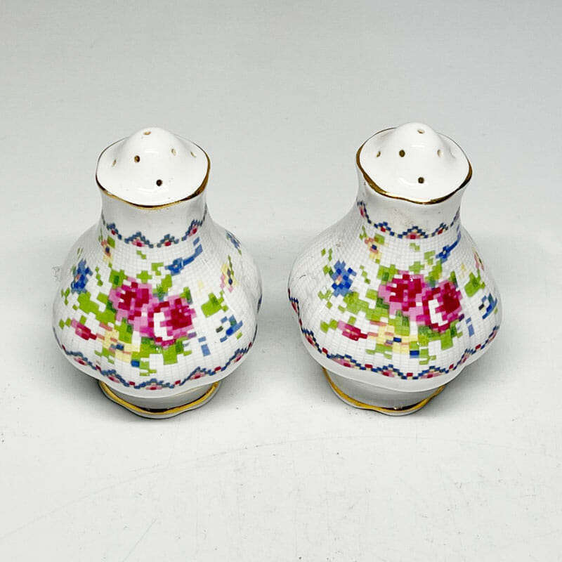 Royal Albert Petit Point Pair Salt and Pepper Cellars