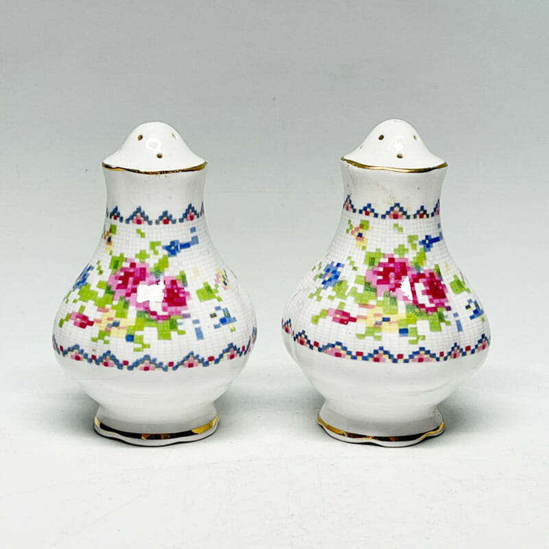 Royal Albert Petit Point Pair Salt and Pepper Cellars