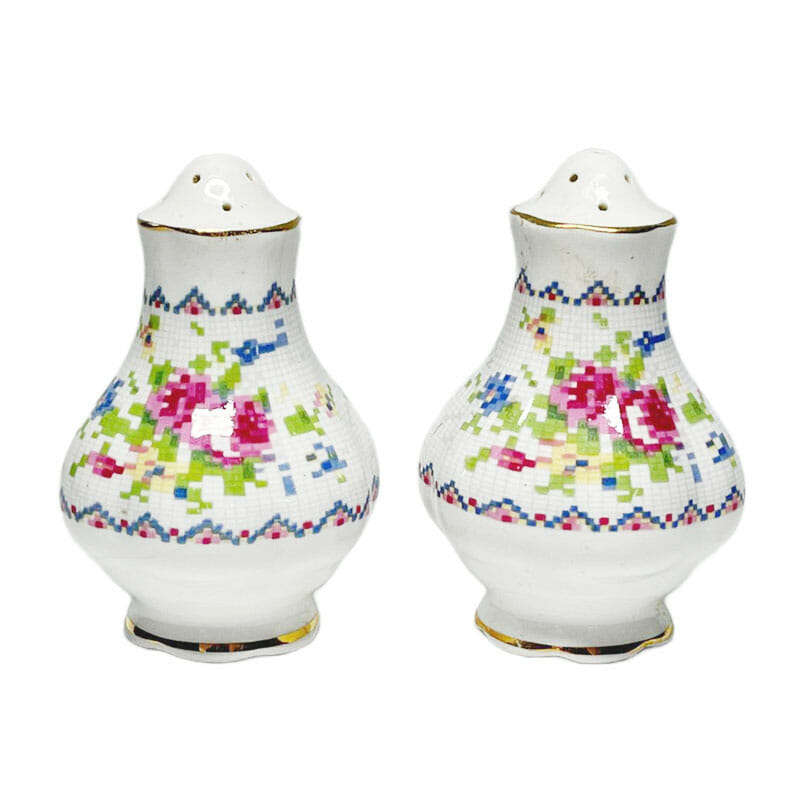 Royal Albert Petit Point Pair Salt and Pepper Cellars