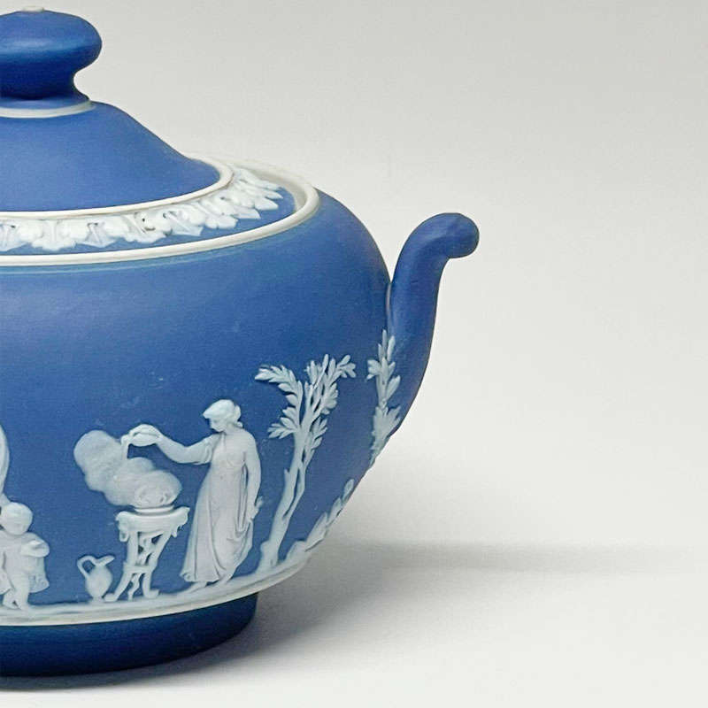 Wedgwood Cobalt Blue Jasper Ware Lidded Sugar Bowl