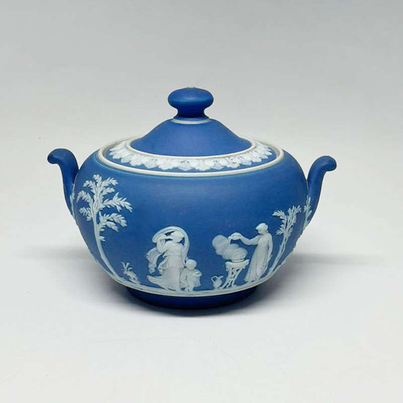 Wedgwood Cobalt Blue Jasper Ware Lidded Sugar Bowl
