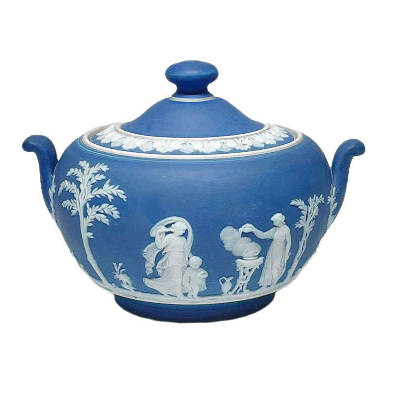 Wedgwood Cobalt Blue Jasper Ware Lidded Sugar Bowl