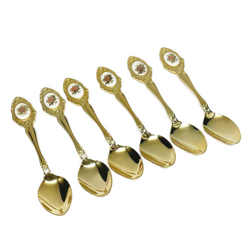 Eetrite 24ct Gold Plated Royal Albert Moss Rose Tea Spoons