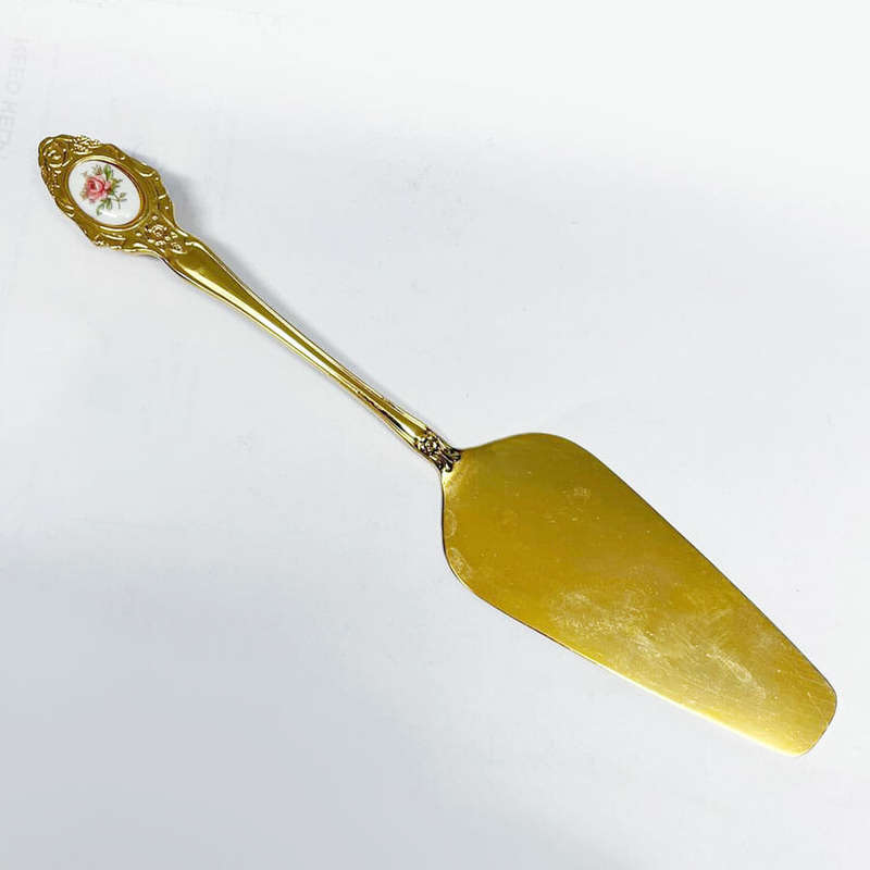 Eetrite 24ct Gold Plated Royal Albert Moss Rose Cake Lifter