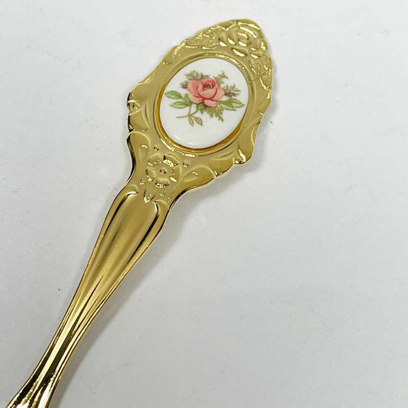 Eetrite 24ct Gold Plated Royal Albert Moss Rose Sugar Spoon