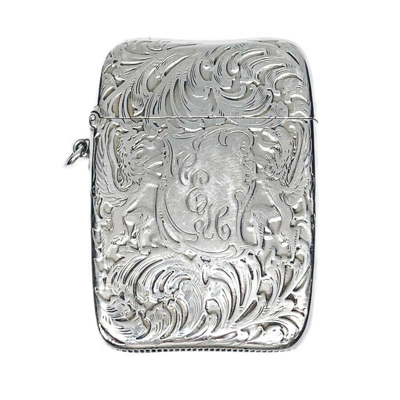 Large Embossed Silver Vesta Case