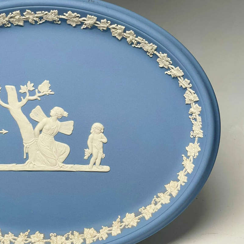 Wedgwood Jasper Ware Oval Plaque Angel and Cupid
