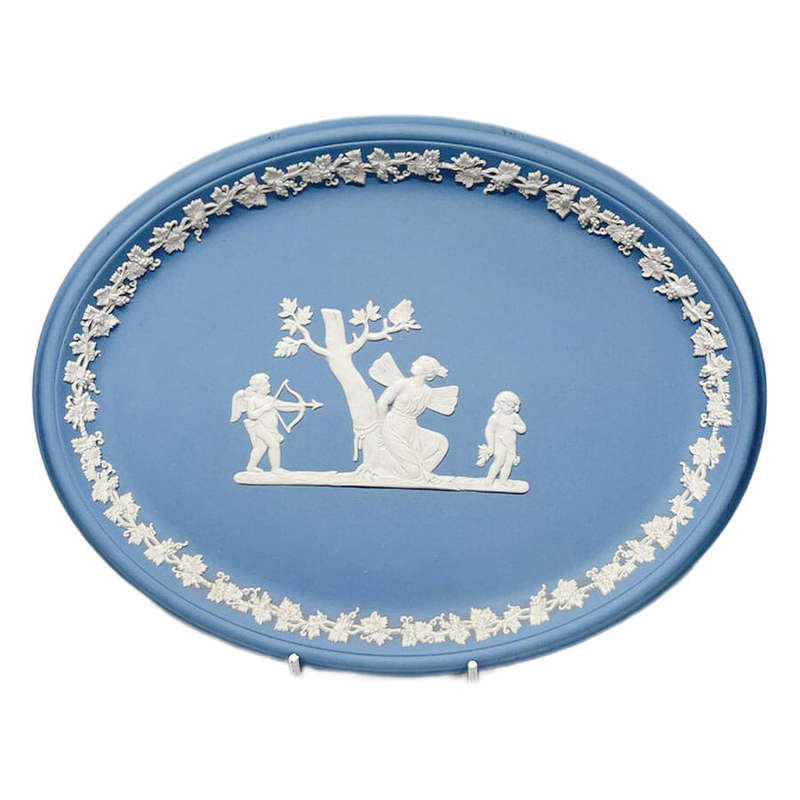 Wedgwood Jasper Ware Oval Plaque Angel and Cupid