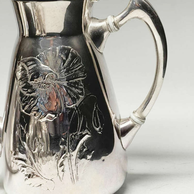 Art Nouveau Polished Pewter Kayserzinn Tea Service
