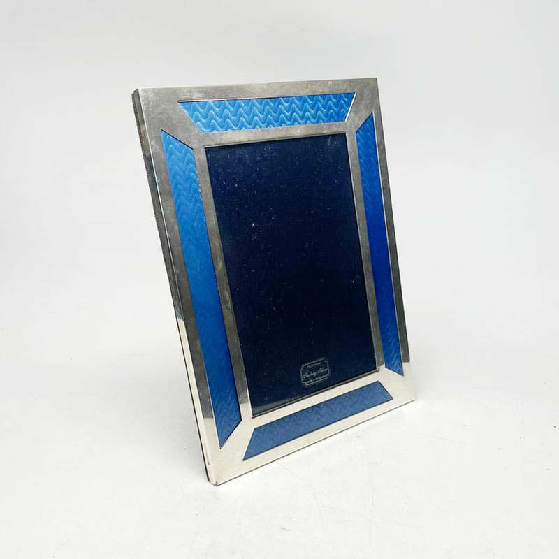 Hallmarked Silver And Blue Enamel Picture Frame London
