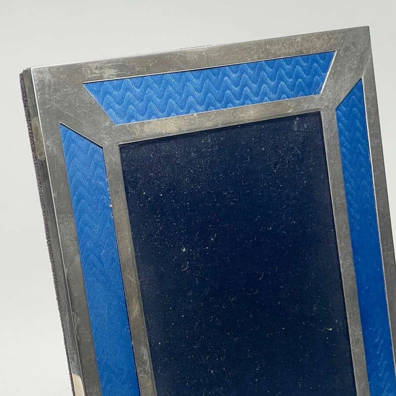 Hallmarked Silver And Blue Enamel Picture Frame London