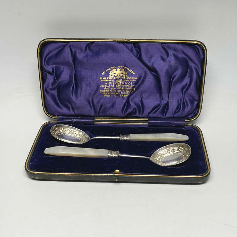 Hallmarked Silver Boxed Preserve Spoons Sheffield 1902