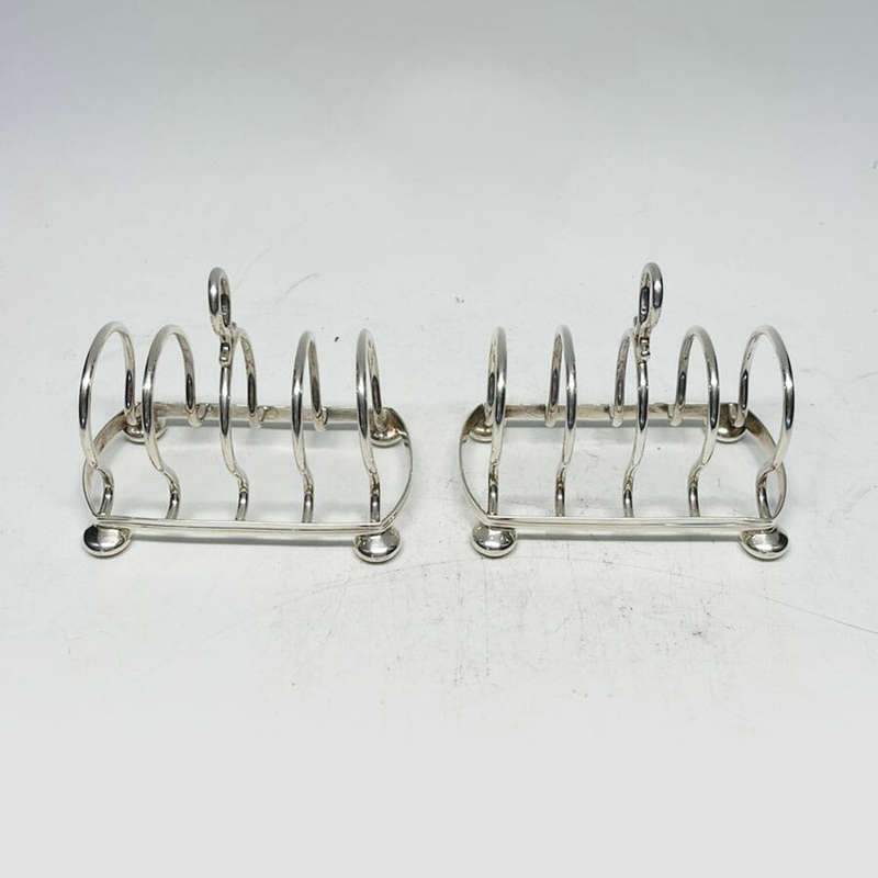 Hallmarked Silver Pair Toast Racks Birm 1930