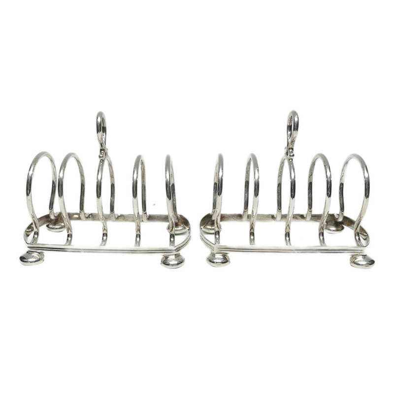 Hallmarked Silver Pair Toast Racks Birm 1930