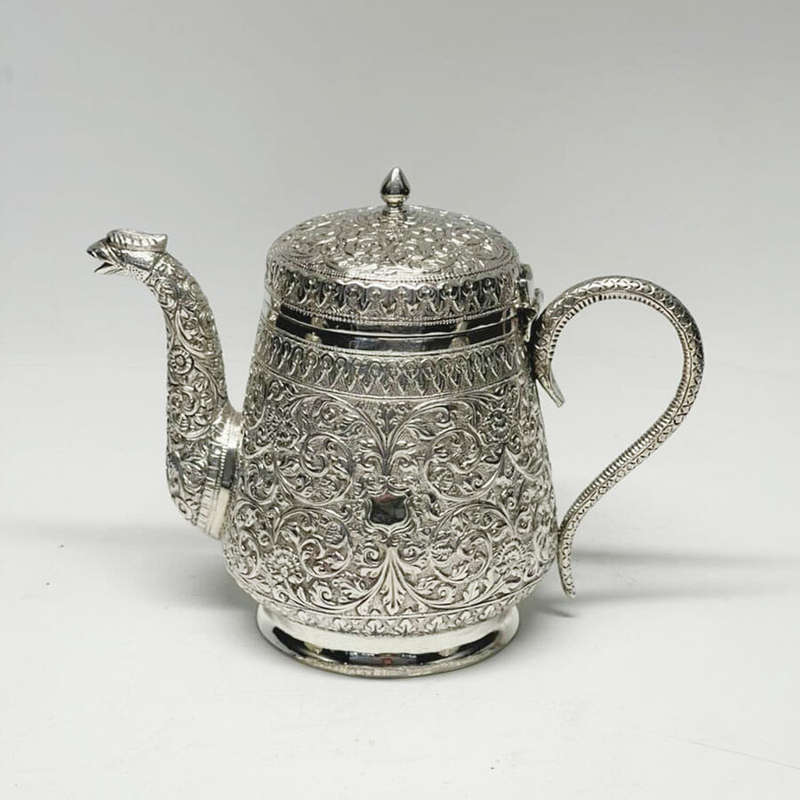 Indian Coin Silver Ornate Bachelor Tea Service