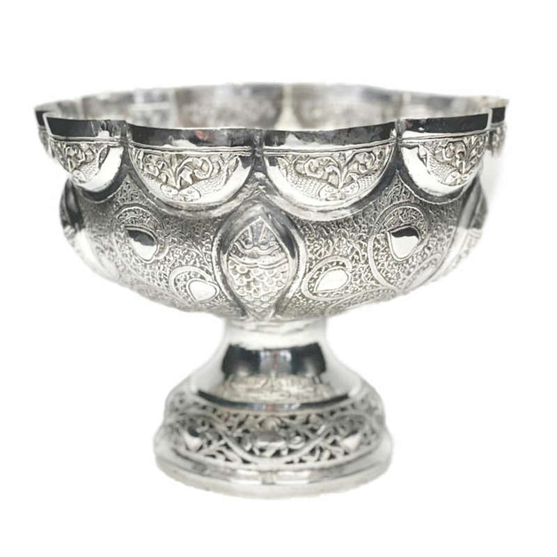 Indian Coin Silver Ornate Rose Bowl