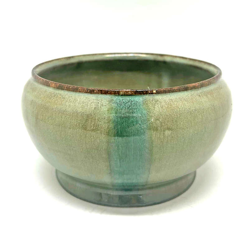 Linnware Pottery Green With Emerald Green Stripe  Vase