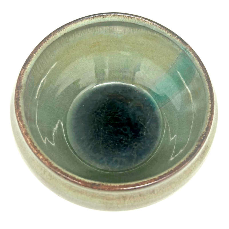 Linnware Pottery Green With Emerald Green Stripe  Vase