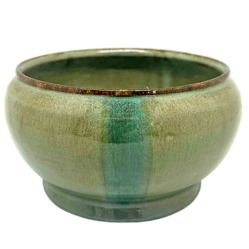 Linnware Pottery Green With Emerald Green Stripe  Vase