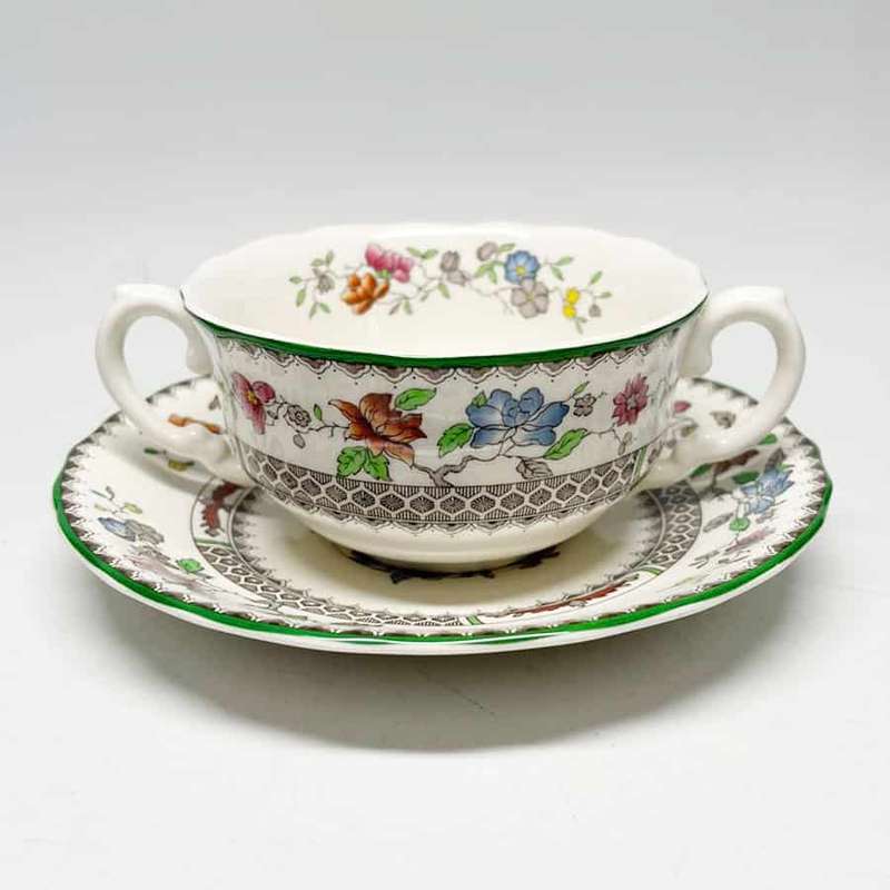 Copeland Spode Chinese Rose Soup Coupe and Saucer