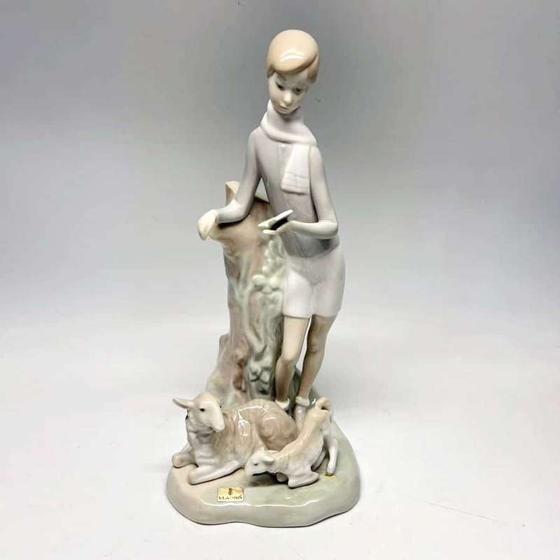 Lladro Boy Reading With Sheep and Lamb 4509