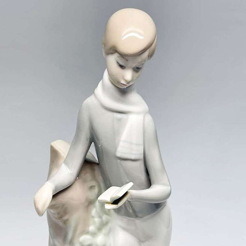 Lladro Boy Reading With Sheep and Lamb 4509