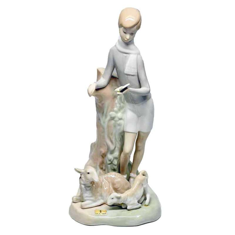 Lladro Boy Reading With Sheep and Lamb 4509