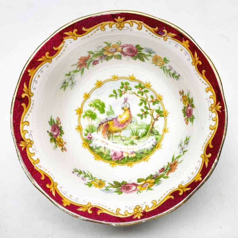 Royal Albert Chelsea Bird Maroon Coffee Sugar Bowl