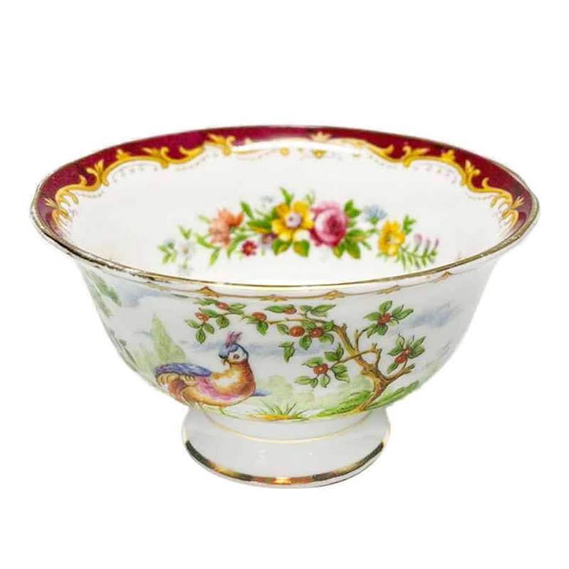Royal Albert Chelsea Bird Maroon Coffee Sugar Bowl