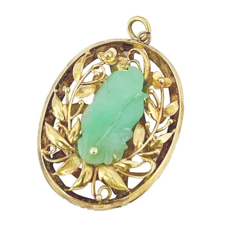 14Ct Gold and Jade Chinese Pendant