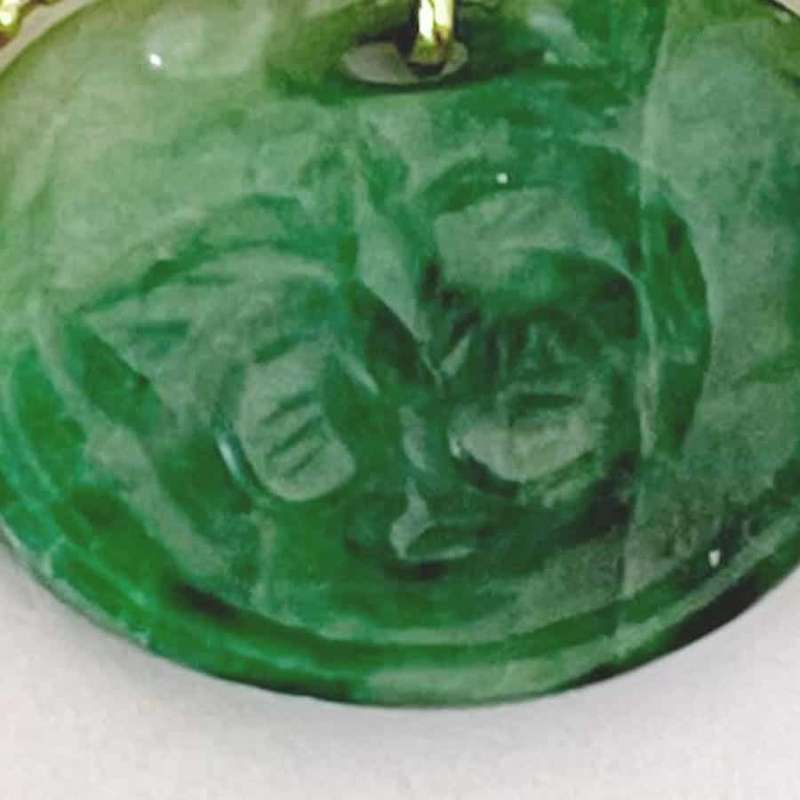Chinese 14Ct Gold  Jade and Diamonds Pendant