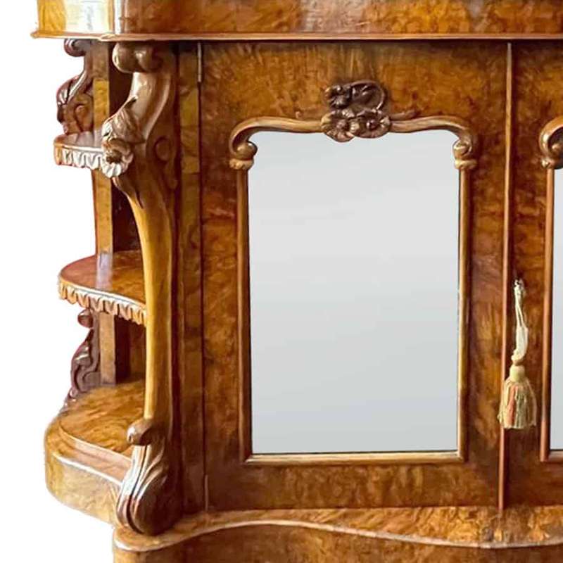 Magnificent Victorian Marble Topped Burr Walnut Chiffonier