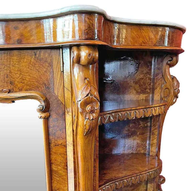 Magnificent Victorian Marble Topped Burr Walnut Chiffonier