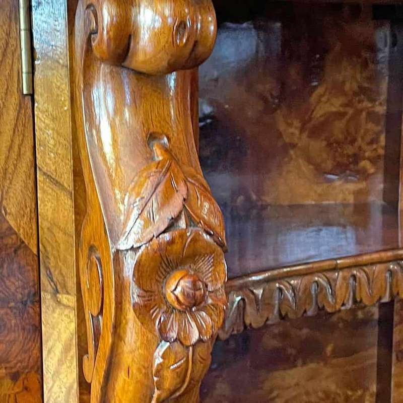 Magnificent Victorian Marble Topped Burr Walnut Chiffonier