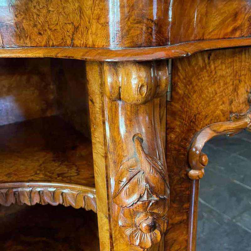 Magnificent Victorian Marble Topped Burr Walnut Chiffonier