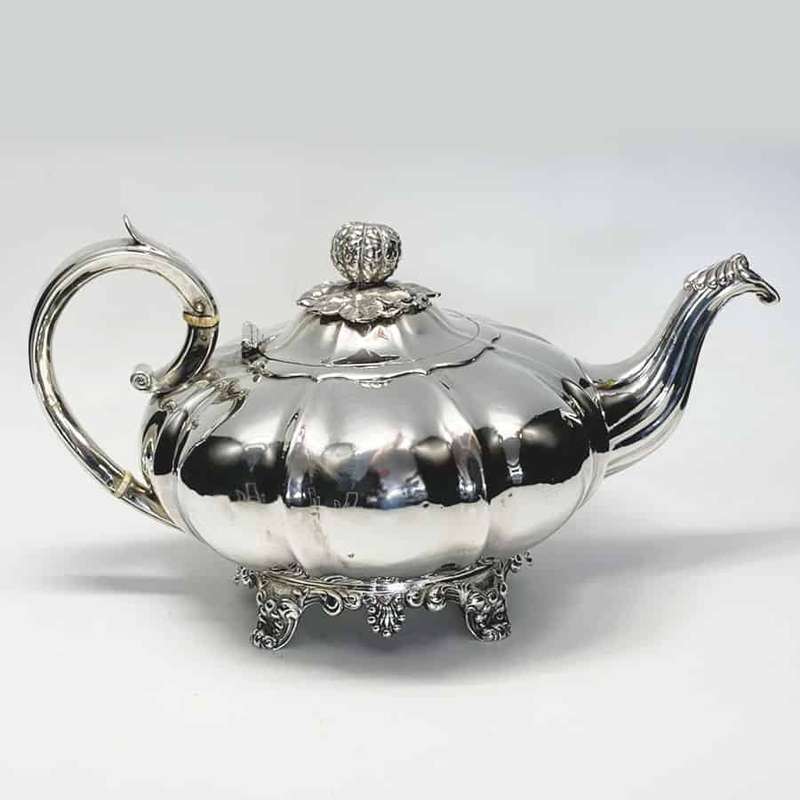 Rare Irish Silver Dublin Melon Tea Pot 1837 George Alcock