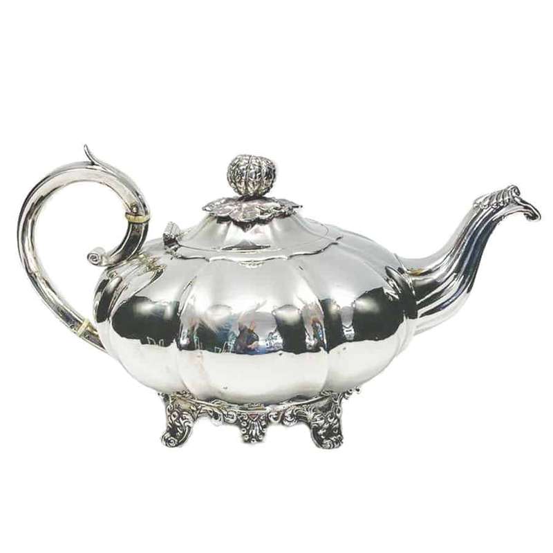 Rare Irish Silver Dublin Melon Tea Pot 1837 George Alcock