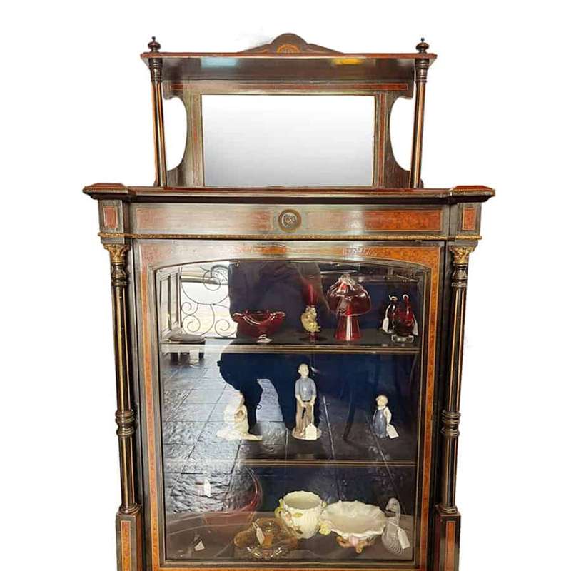 Victorian Walnut and Ebonised Wood Vitrine