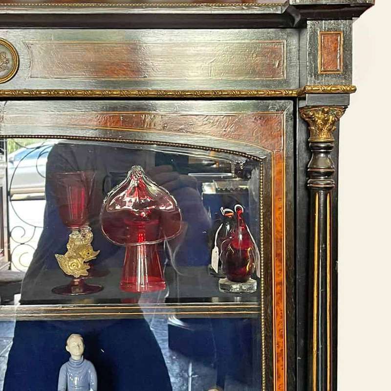 Victorian Walnut and Ebonised Wood Vitrine