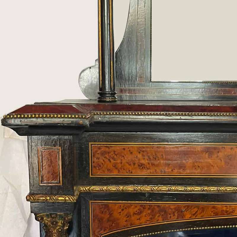 Victorian Walnut and Ebonised Wood Vitrine