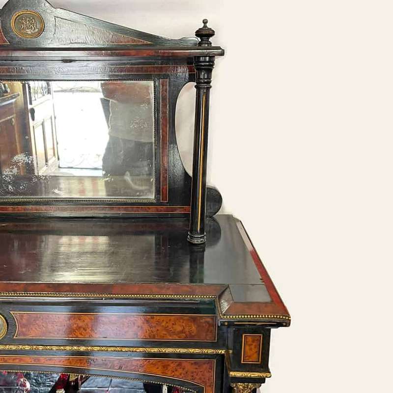 Victorian Walnut and Ebonised Wood Vitrine