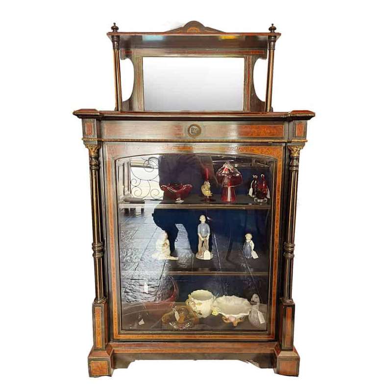 Victorian Walnut and Ebonised Wood Vitrine