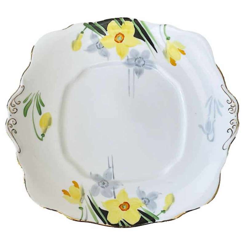 Royal Albert Crown China Hand Painted Daffodil Tea Cake Plate C1925