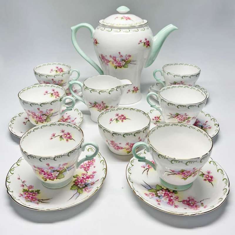 Shelley Pink Blossom Coffee Service 13532