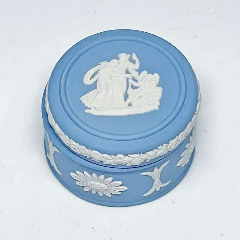 Wedgwood Blue Jasperware Angel Gift Pill Box
