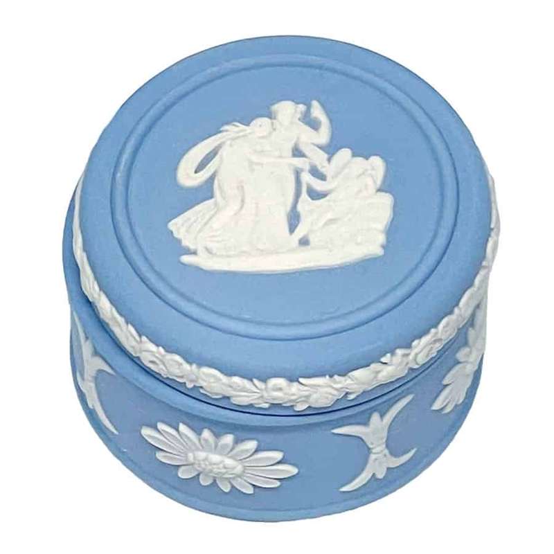 Wedgwood Blue Jasperware Angel Gift Pill Box