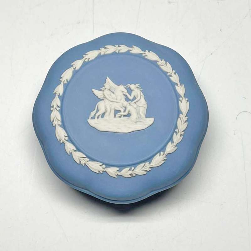 Wedgwood Blue Jasperware Pegasus Trinket Box