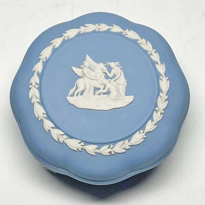 Wedgwood Blue Jasperware Pegasus Trinket Box