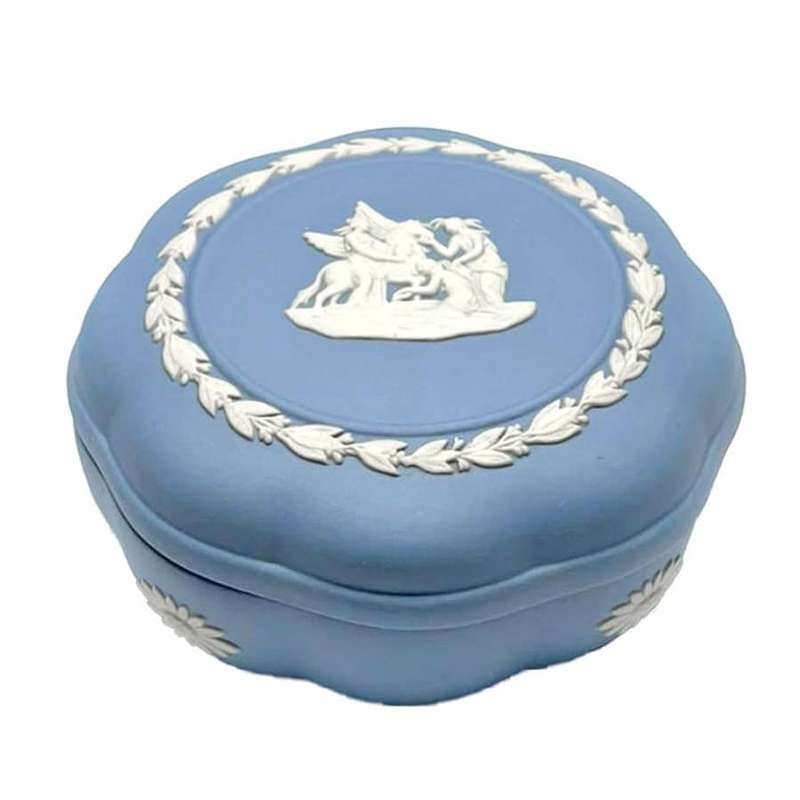Wedgwood Blue Jasperware Pegasus Trinket Box