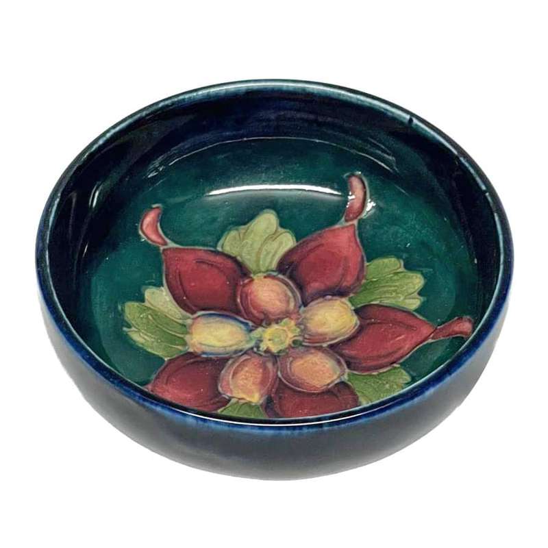 Moorcroft Columbine Bowl On Blue Ground C1967